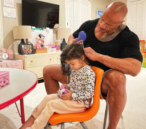 Dwayne Johnson Showcases His Exceptional Hair Skills As He Brushes Daughter Tiana S Tangles